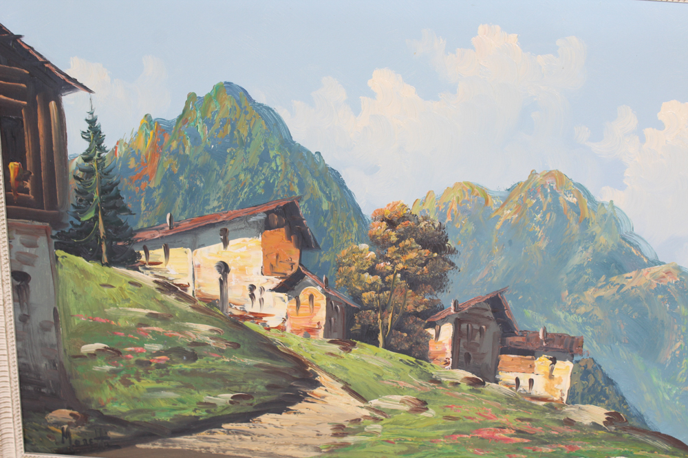 Original Moretti Signed Oil on Canvas Landscape Painting