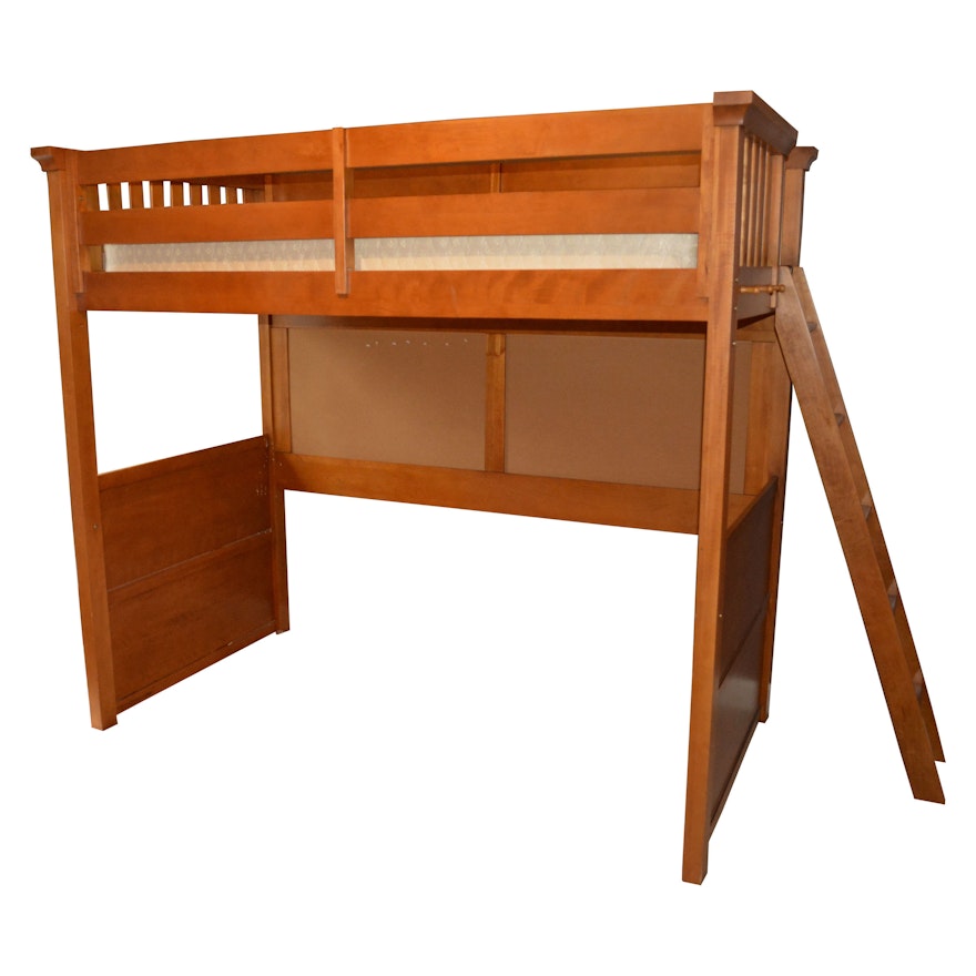 Lea Industries Wooden Twin Size Loft Bed With Mattress and Ladder