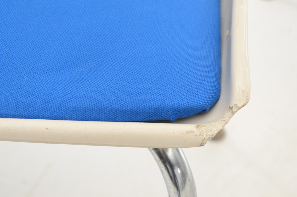 Set of Four Kreuger Fiberglass Chairs with Blue Seat