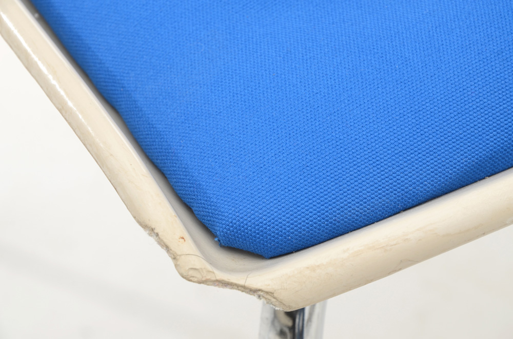 Set of Four Kreuger Fiberglass Chairs with Blue Seat