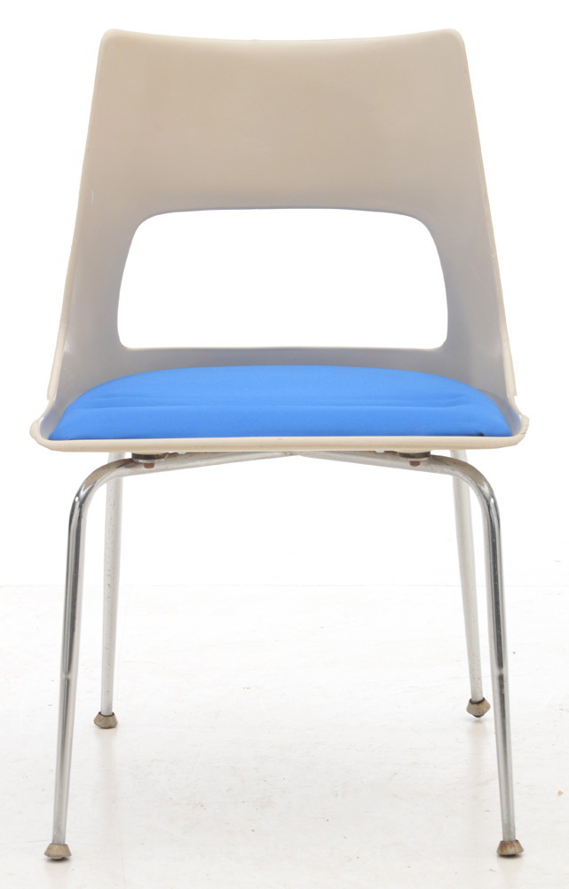 Set of Four Kreuger Fiberglass Chairs with Blue Seat