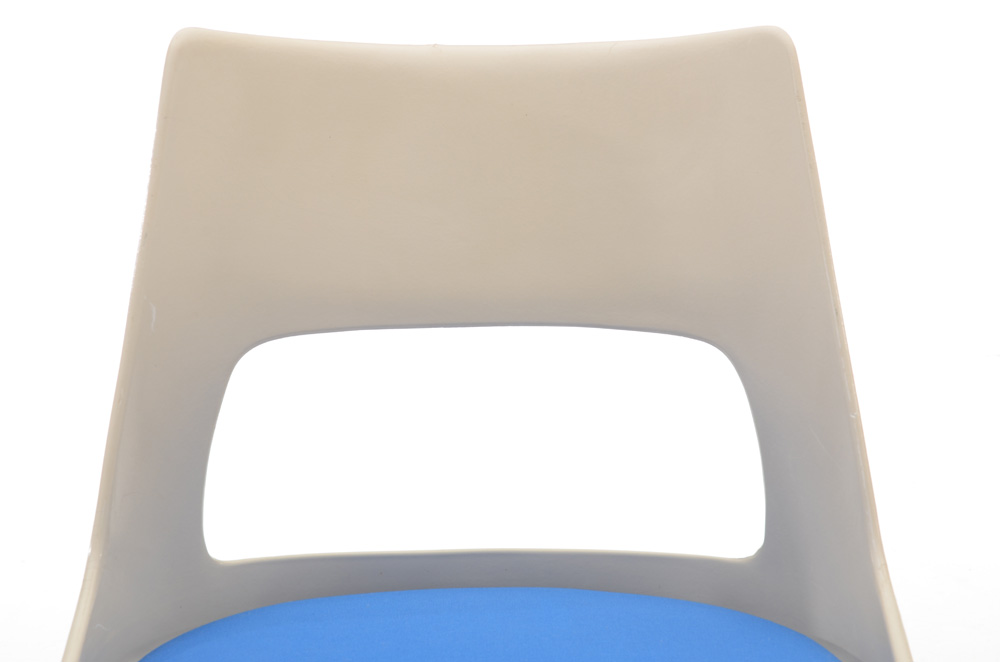 Set of Four Kreuger Fiberglass Chairs with Blue Seat