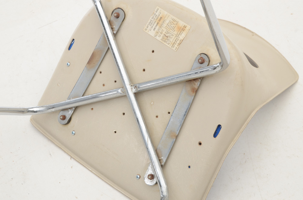 Set of Four Kreuger Fiberglass Chairs with Blue Seat