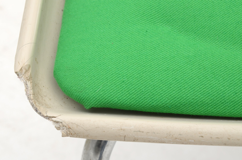 Set of Six Kreuger Fiberglass Chairs with Green Seat