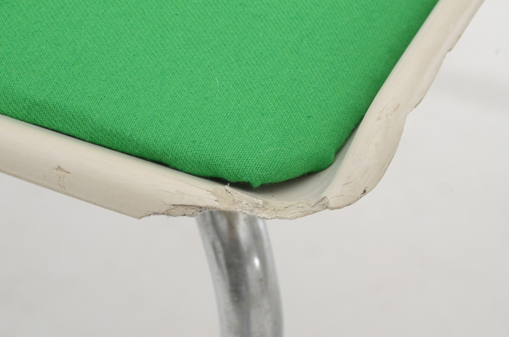 Set of Six Kreuger Fiberglass Chairs with Green Seat