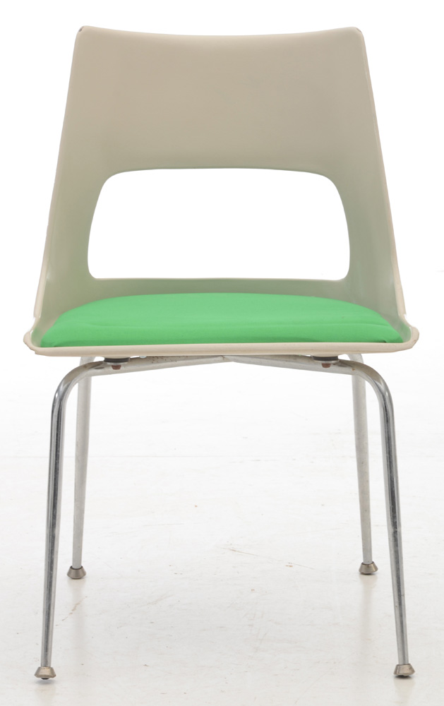 Set of Six Kreuger Fiberglass Chairs with Green Seat
