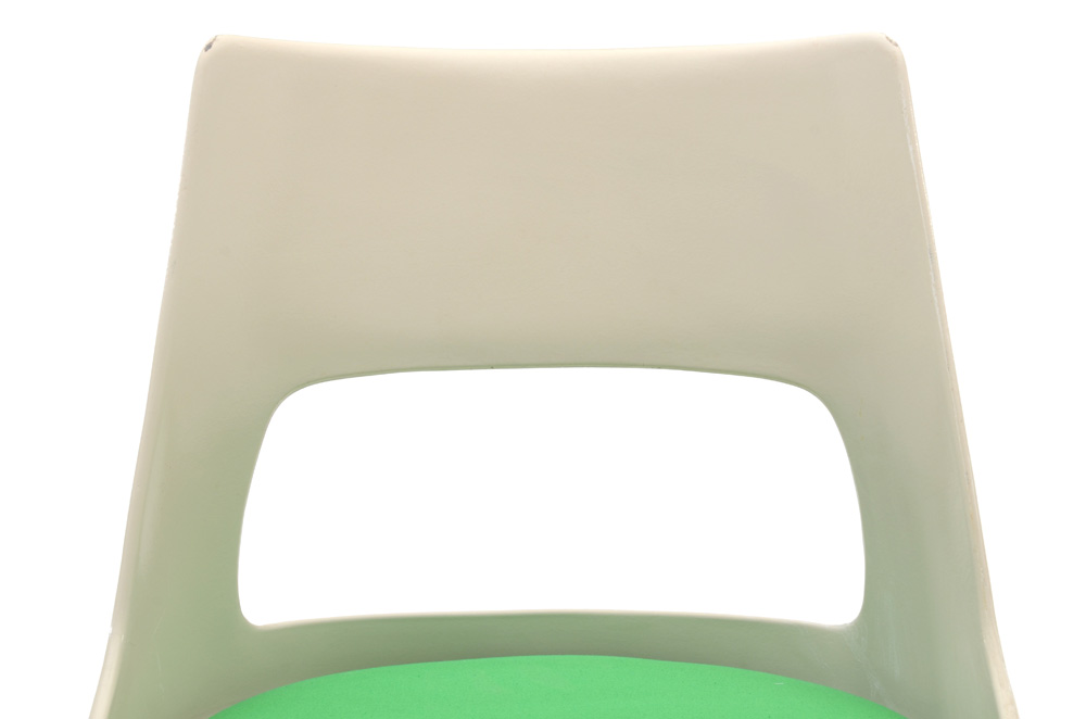 Set of Six Kreuger Fiberglass Chairs with Green Seat