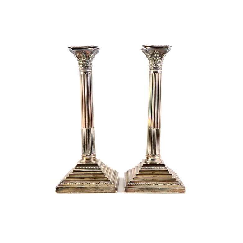 Pair of Ellis-Barker Silver Co. Silver Plated Candlesticks