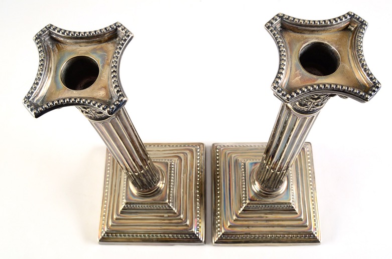 Pair of Ellis-Barker Silver Co. Silver Plated Candlesticks