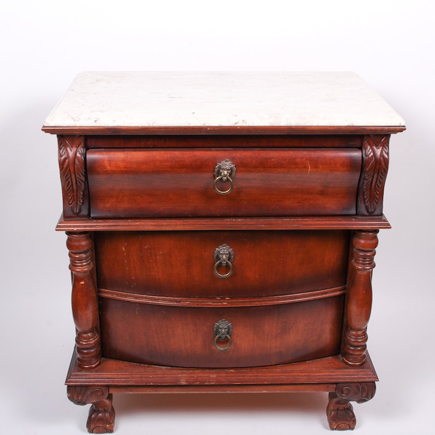 Mahogany and Faux Marble Topped Side Table