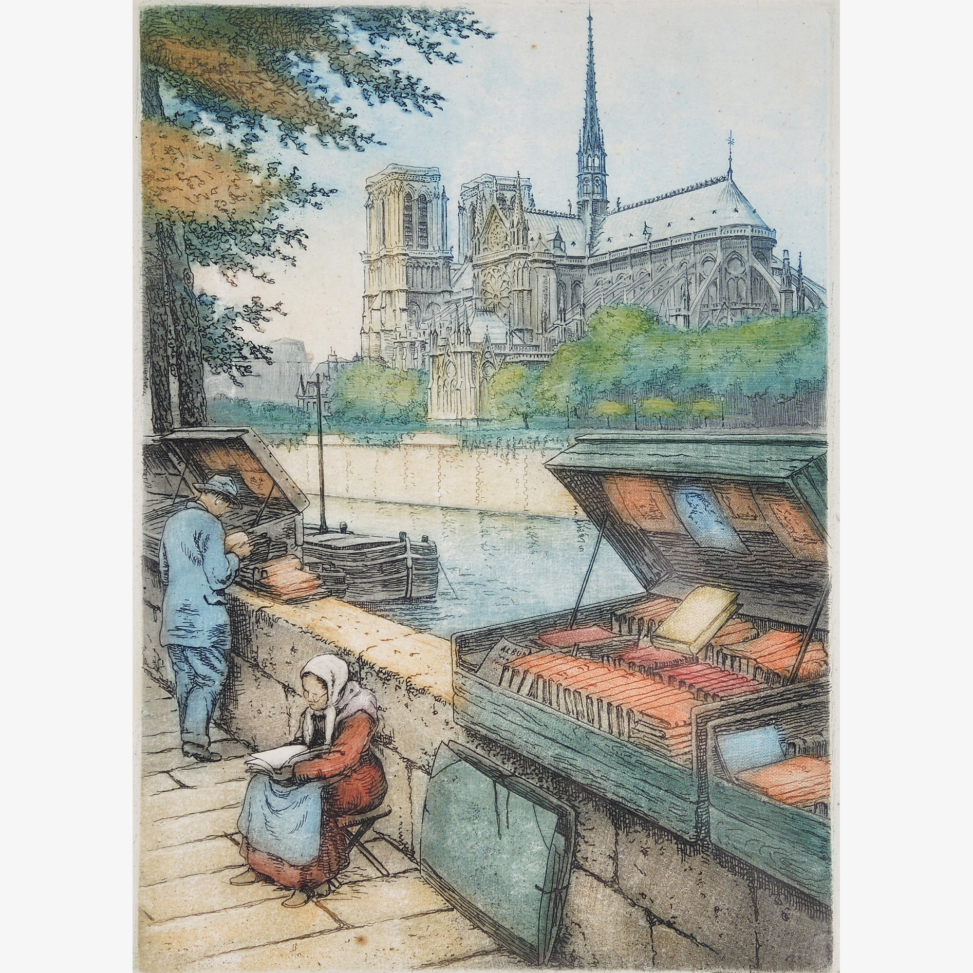 Victor Valery Etching "Along the Quay"