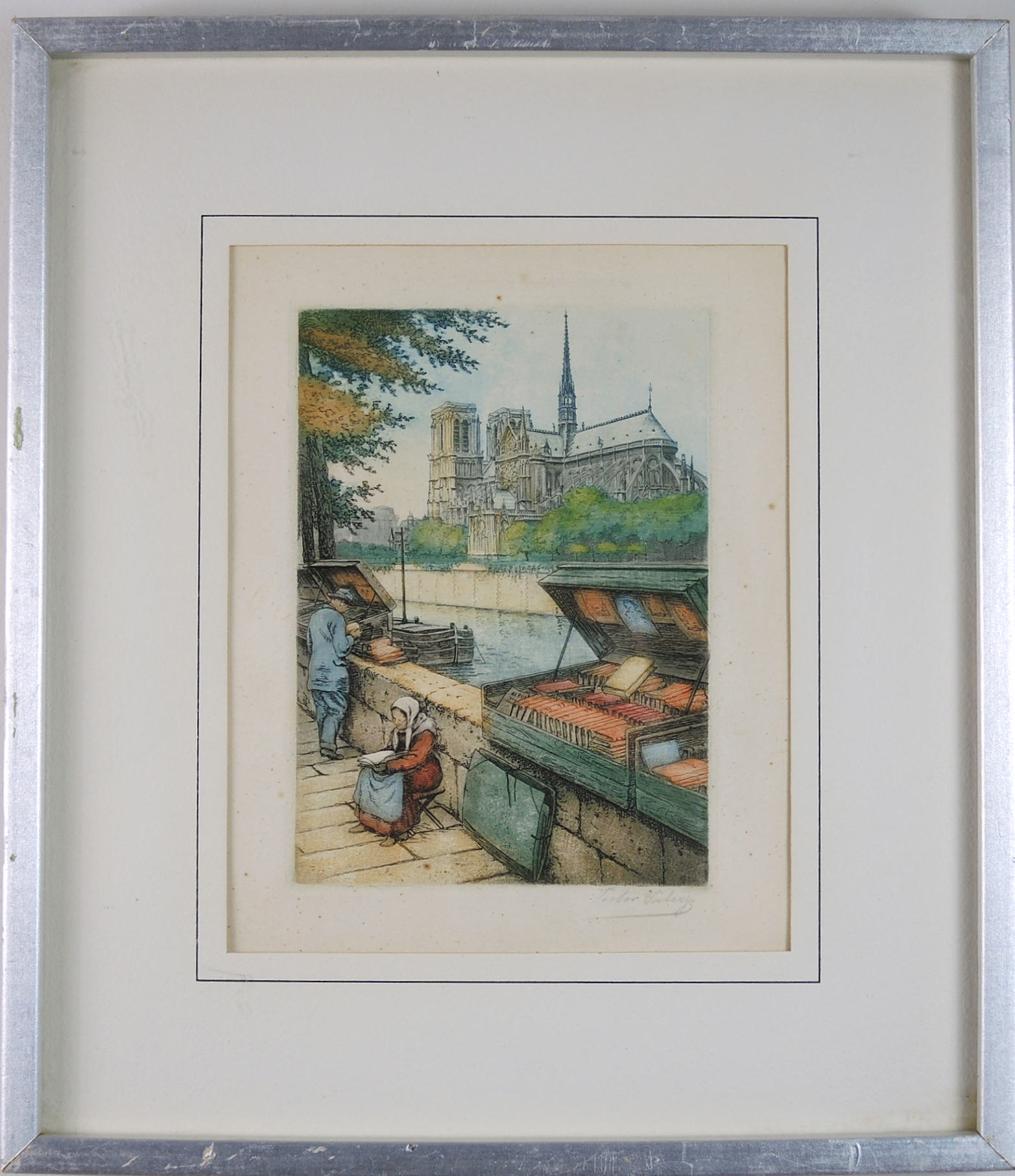 Victor Valery Etching "Along the Quay"
