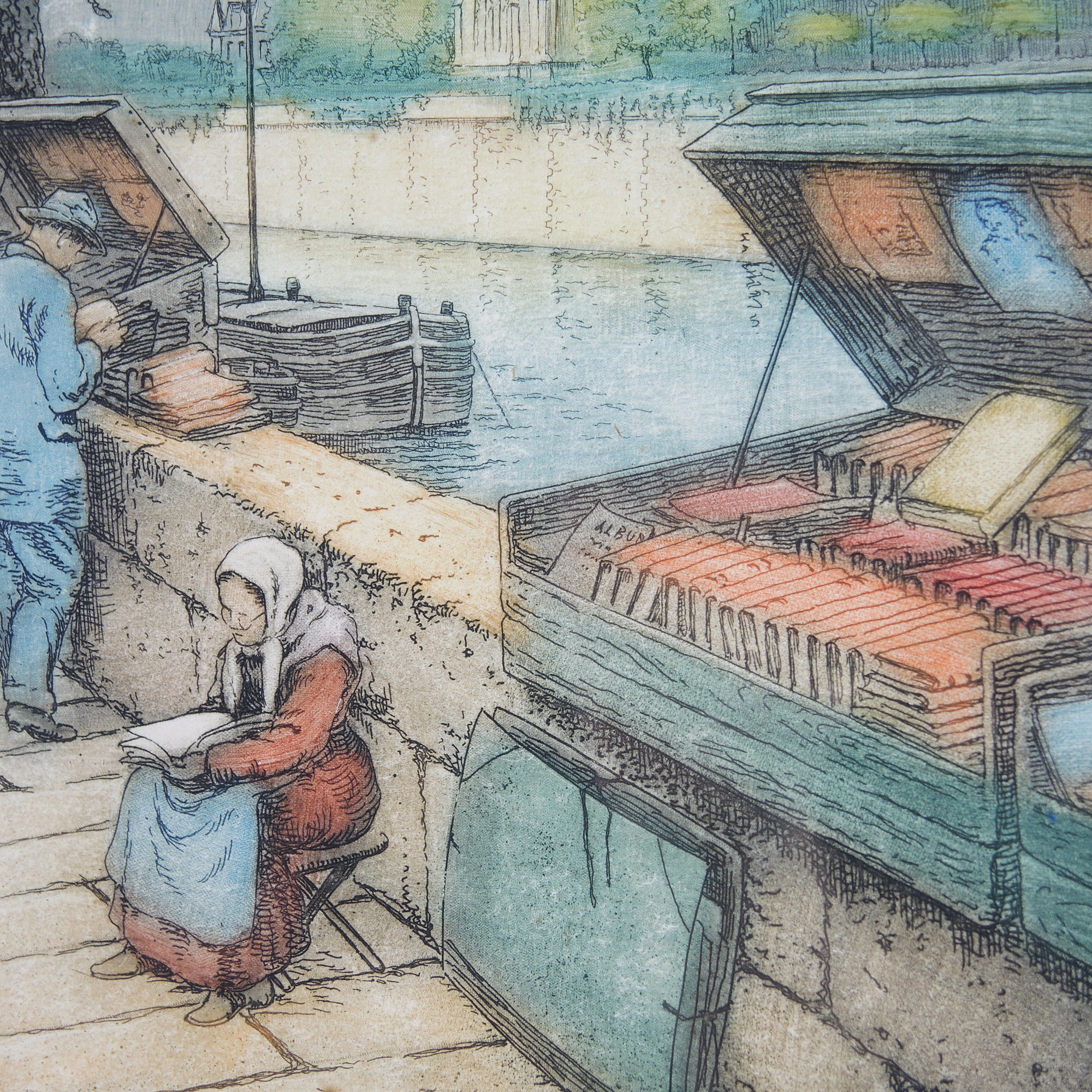 Victor Valery Etching "Along the Quay"