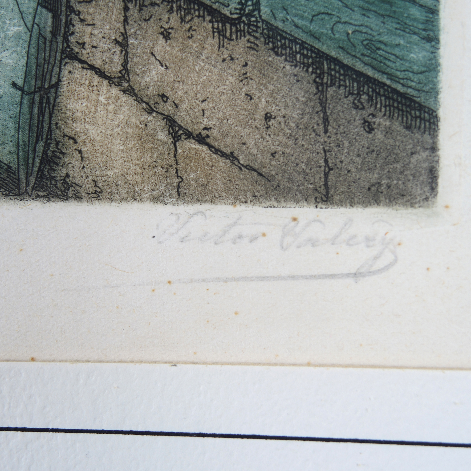 Victor Valery Etching "Along the Quay"