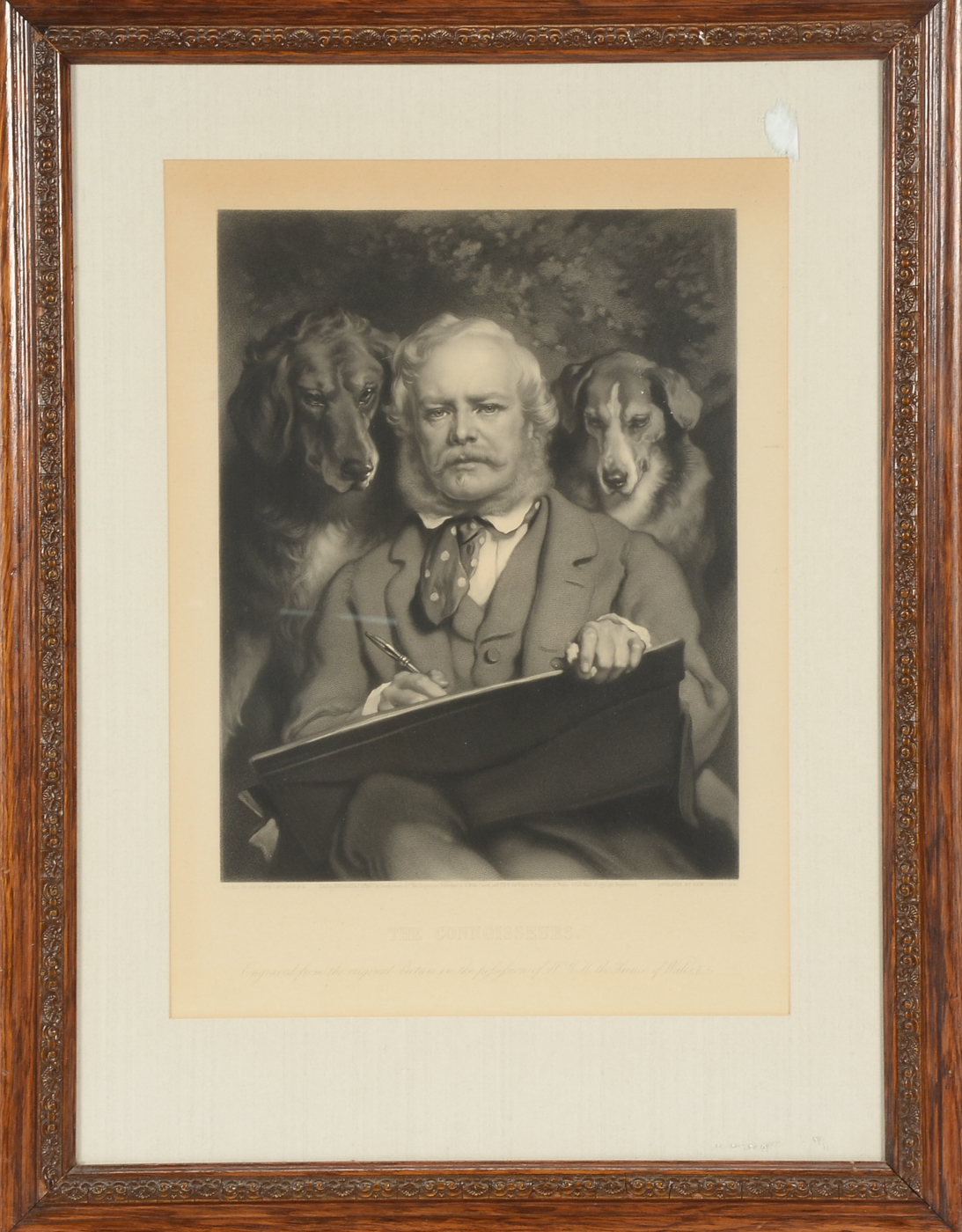 Samuel Cousins Antique 1867 Mezzotint after Sir Edwin Landseer "The Connoisseurs"