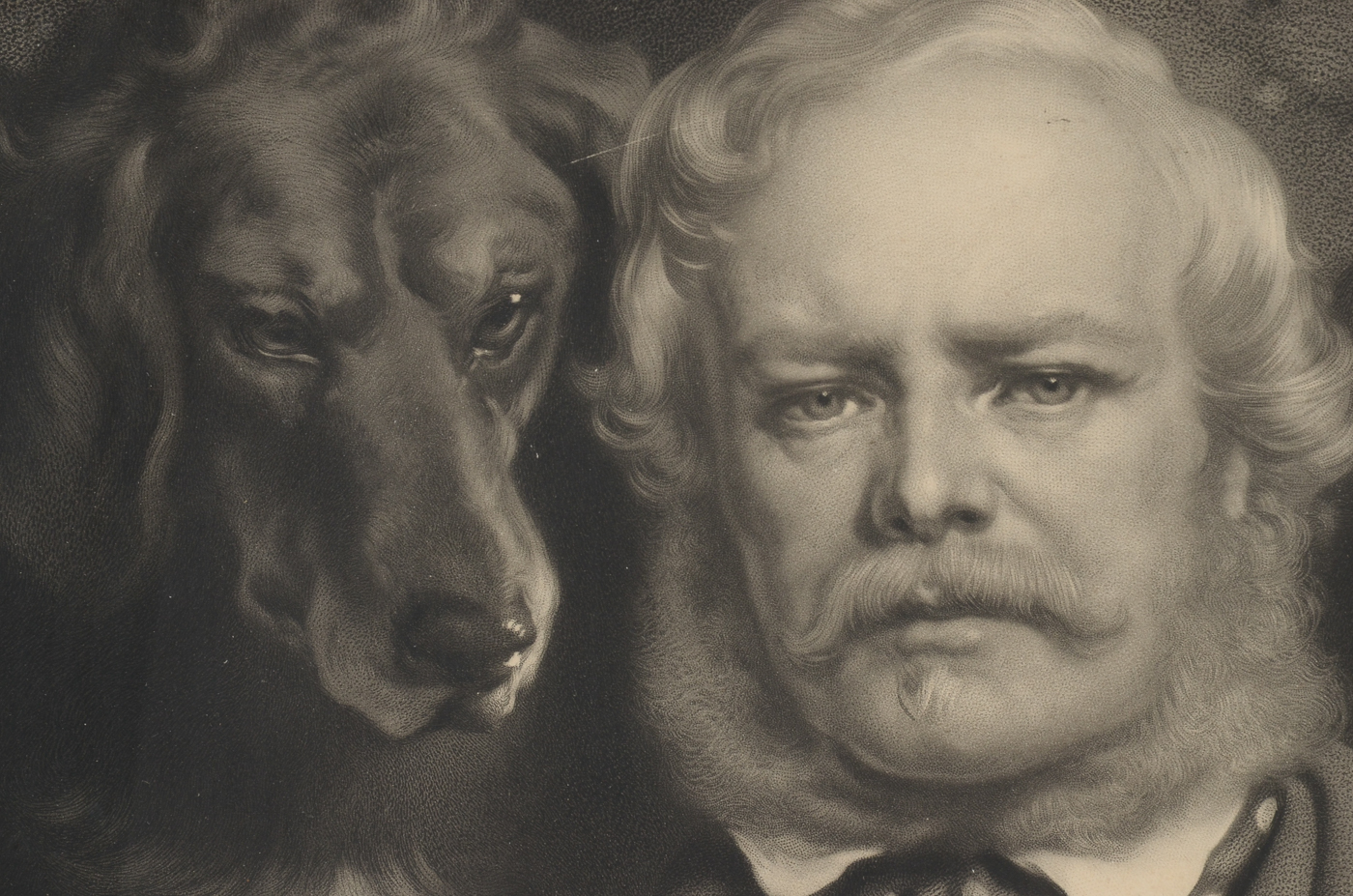 Samuel Cousins Antique 1867 Mezzotint after Sir Edwin Landseer "The Connoisseurs"