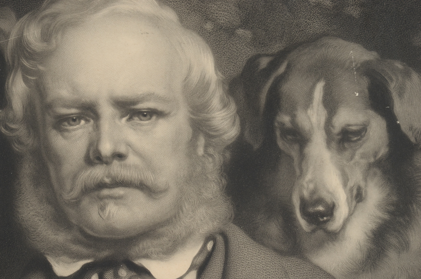 Samuel Cousins Antique 1867 Mezzotint after Sir Edwin Landseer "The Connoisseurs"