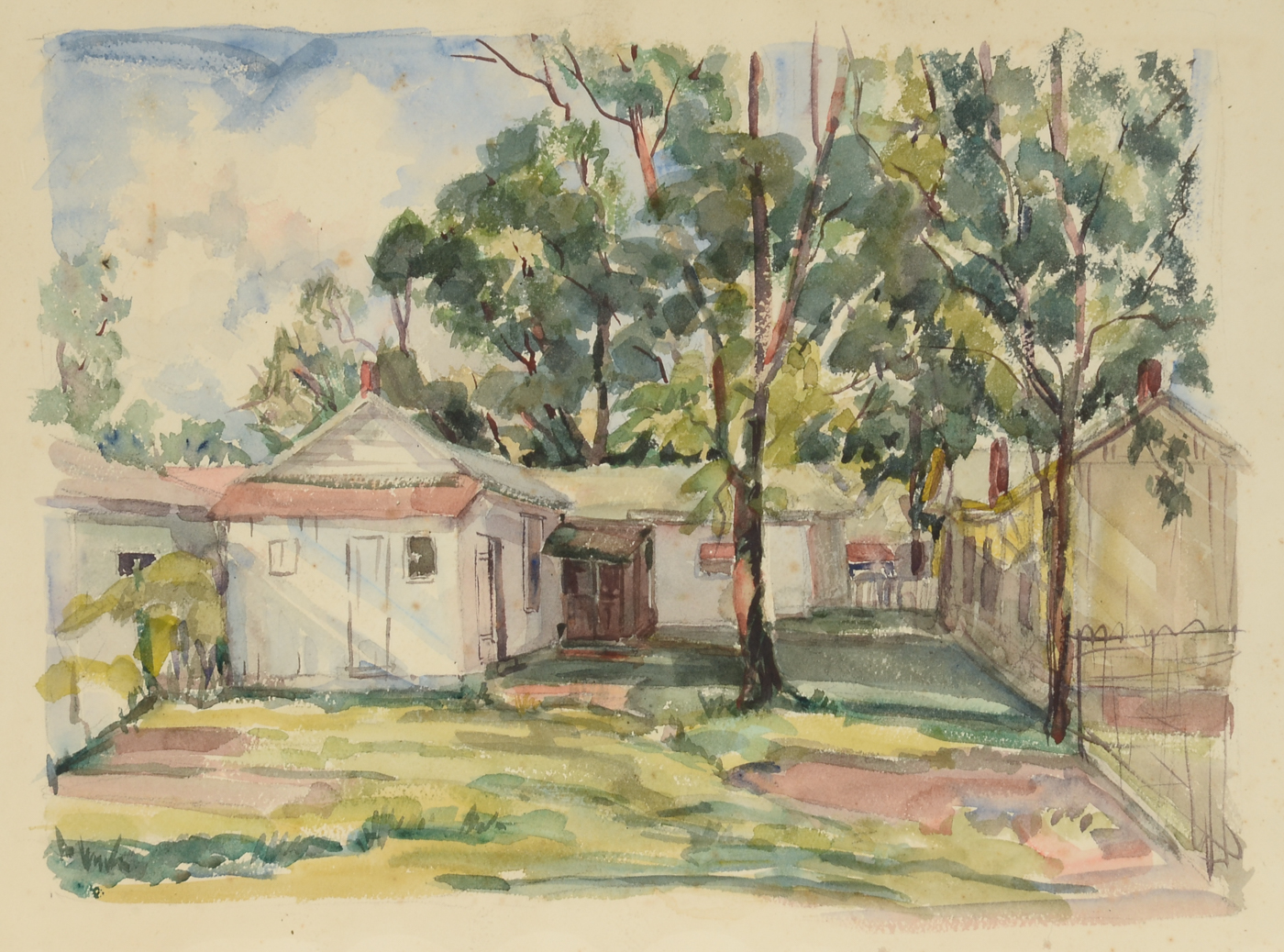 Three Mid-Century Unframed Watercolor Landscapes on Paper