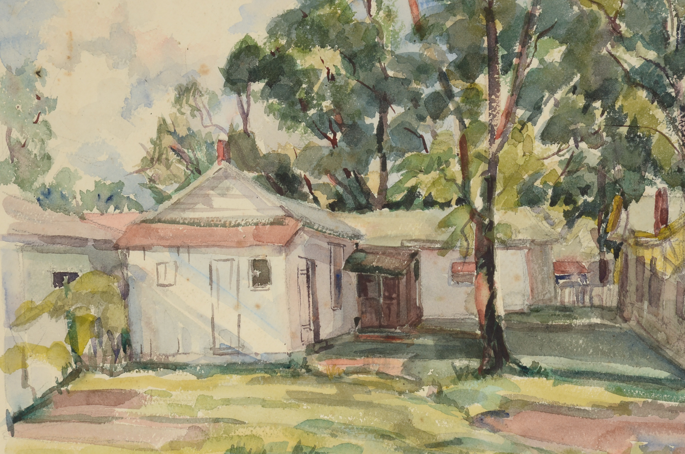 Three Mid-Century Unframed Watercolor Landscapes on Paper