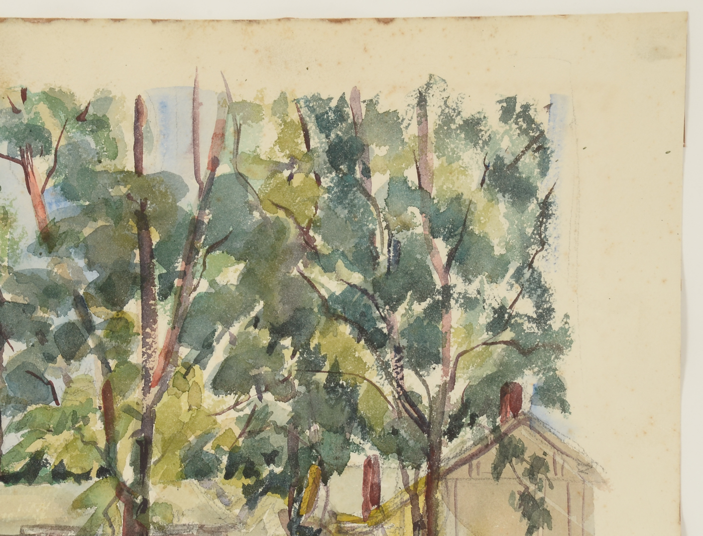 Three Mid-Century Unframed Watercolor Landscapes on Paper