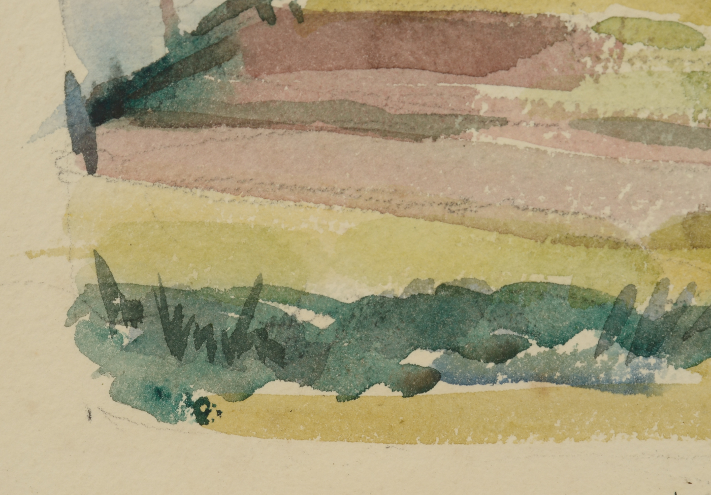 Three Mid-Century Unframed Watercolor Landscapes on Paper