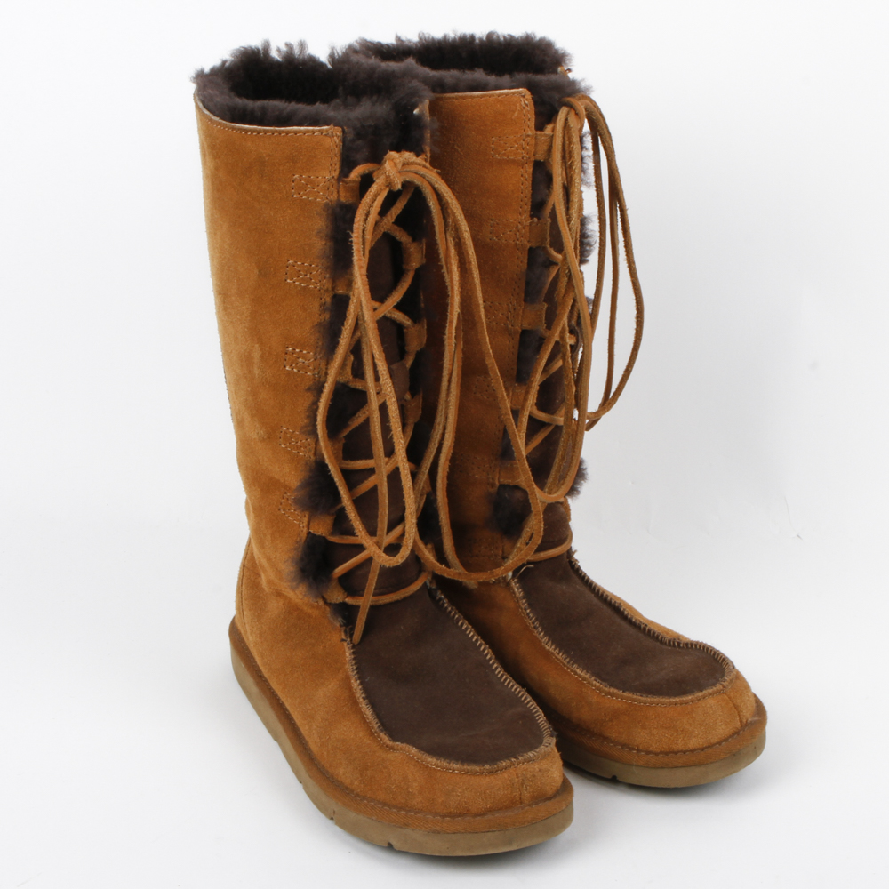 UGG Two-Tone Suede Lace Up Boots