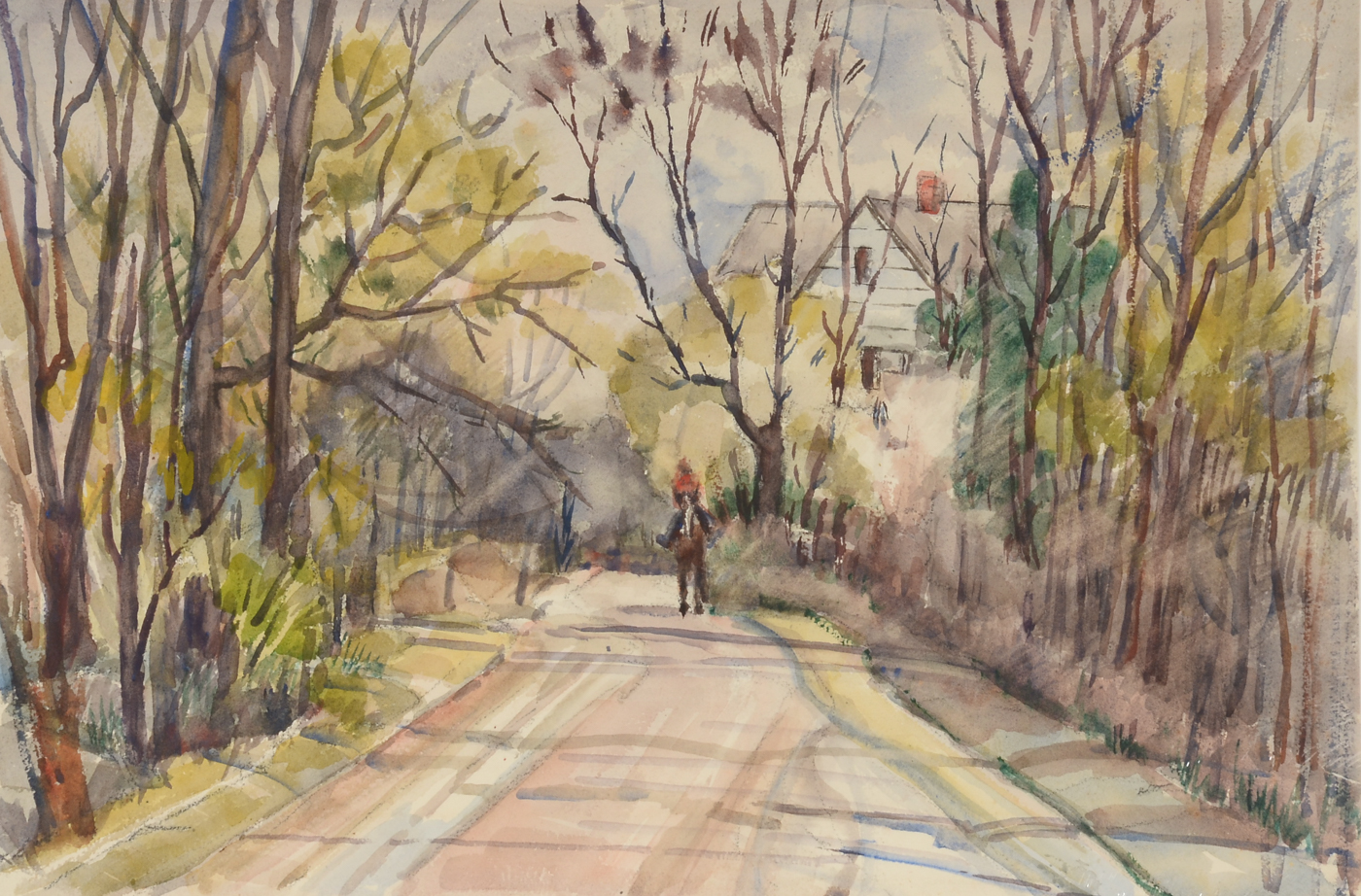 Three Mid-Century Unframed Watercolor Landscapes on Paper