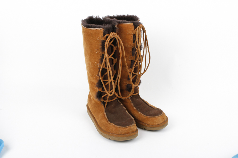 UGG Two-Tone Suede Lace Up Boots