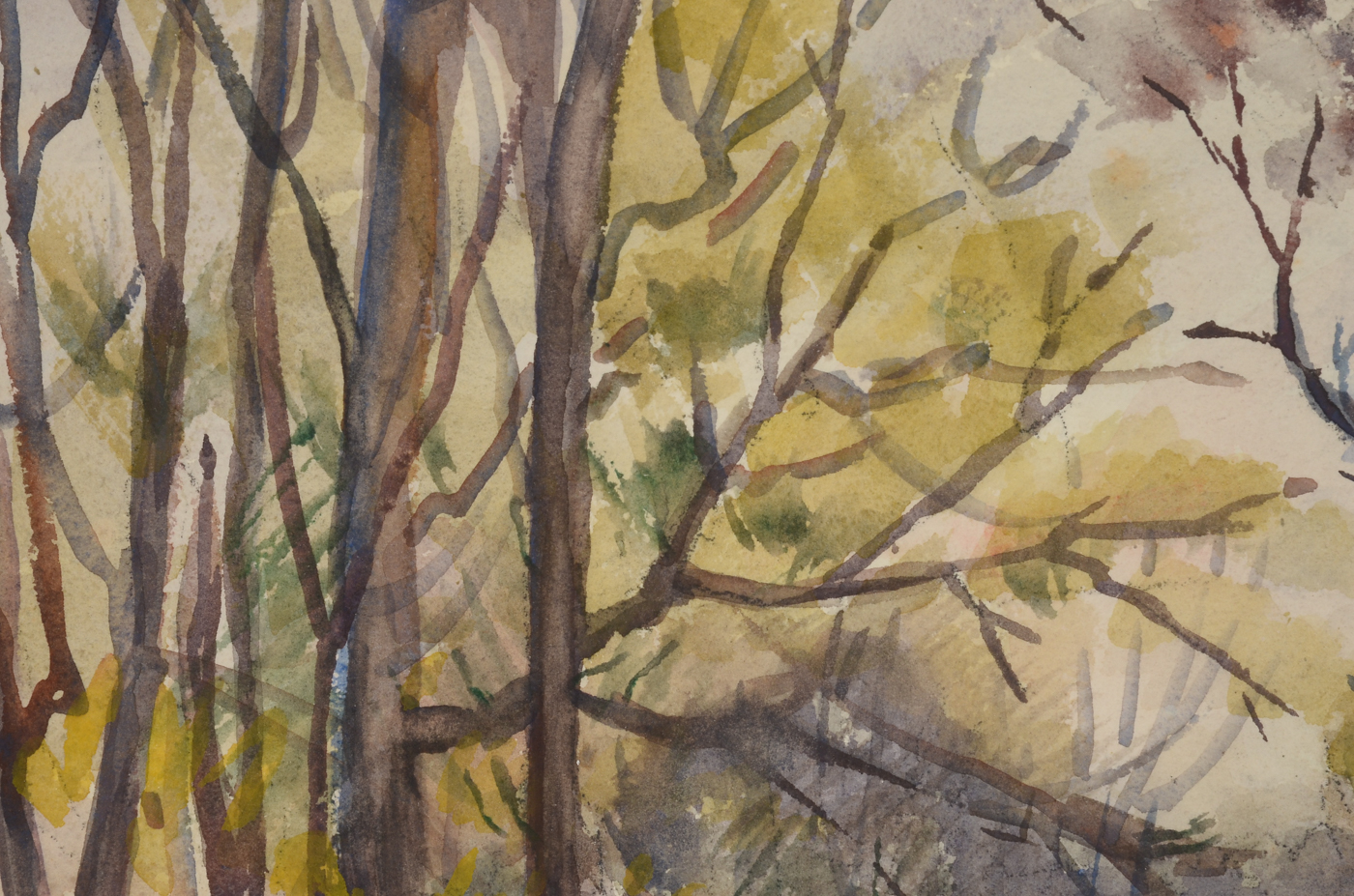 Three Mid-Century Unframed Watercolor Landscapes on Paper