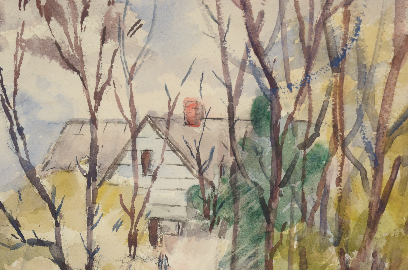 Three Mid-Century Unframed Watercolor Landscapes on Paper