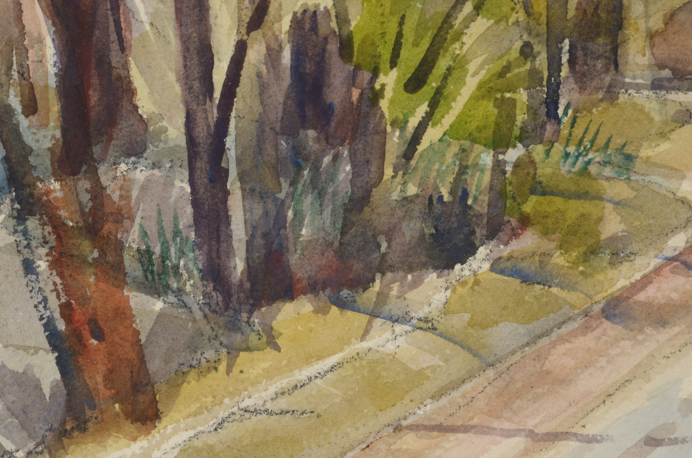 Three Mid-Century Unframed Watercolor Landscapes on Paper