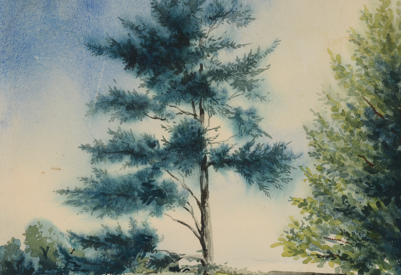 Three Mid-Century Unframed Watercolor Landscapes on Paper