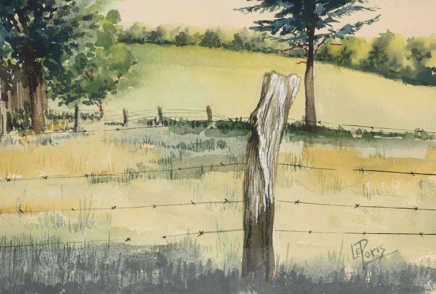 Three Mid-Century Unframed Watercolor Landscapes on Paper