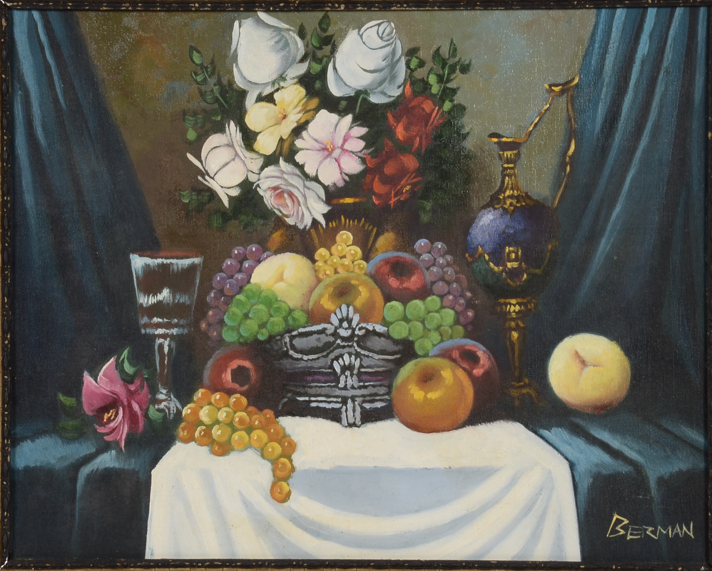 Berman Signed Orignal Oil Still Life on Canvas