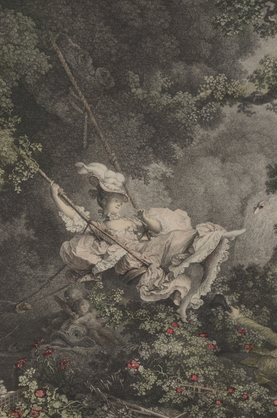 Early Offset Lithographic Reproduction after Antique Engraving "Les Hazards Heureux de l'Escarpolette"