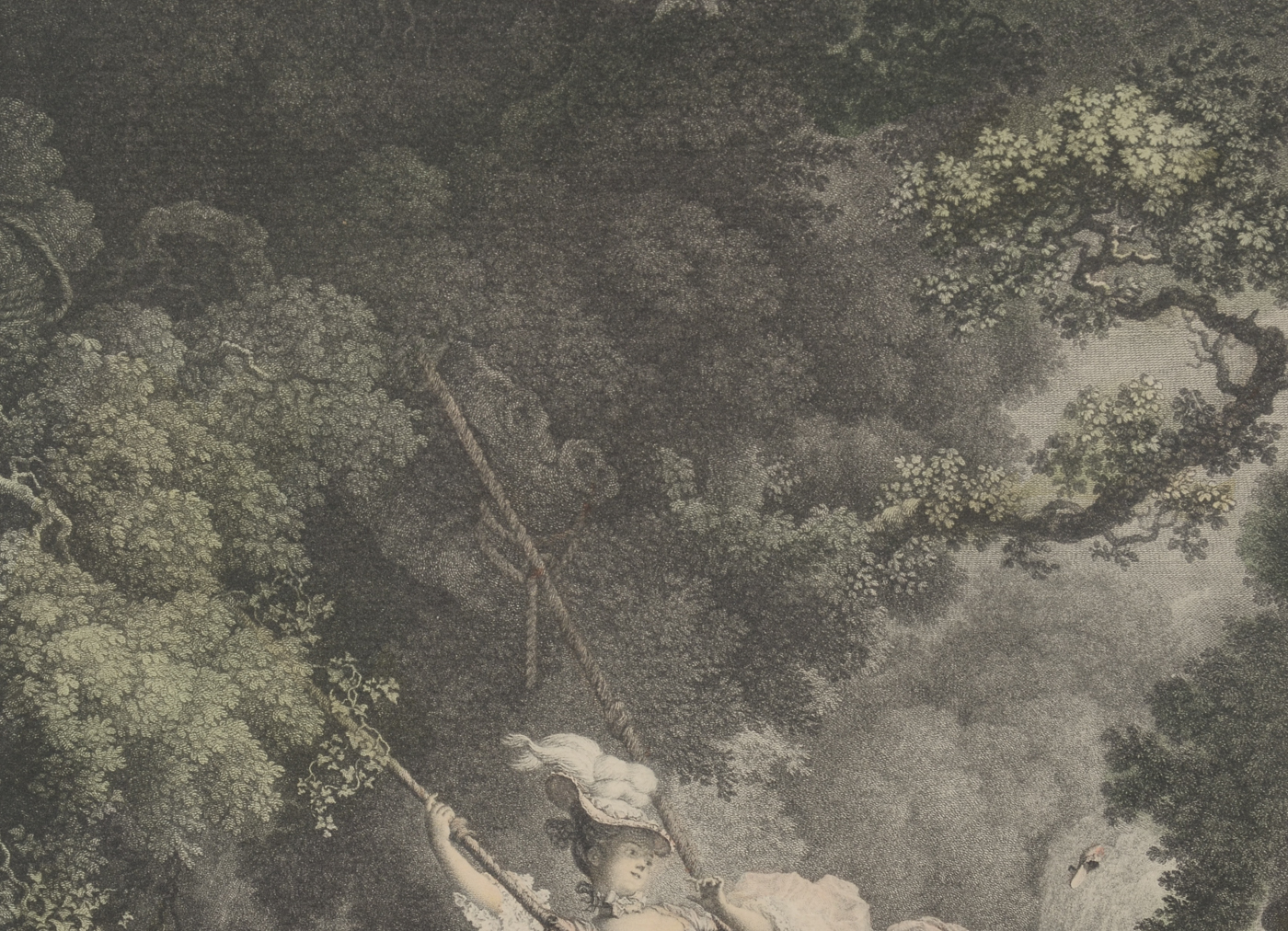 Early Offset Lithographic Reproduction after Antique Engraving "Les Hazards Heureux de l'Escarpolette"