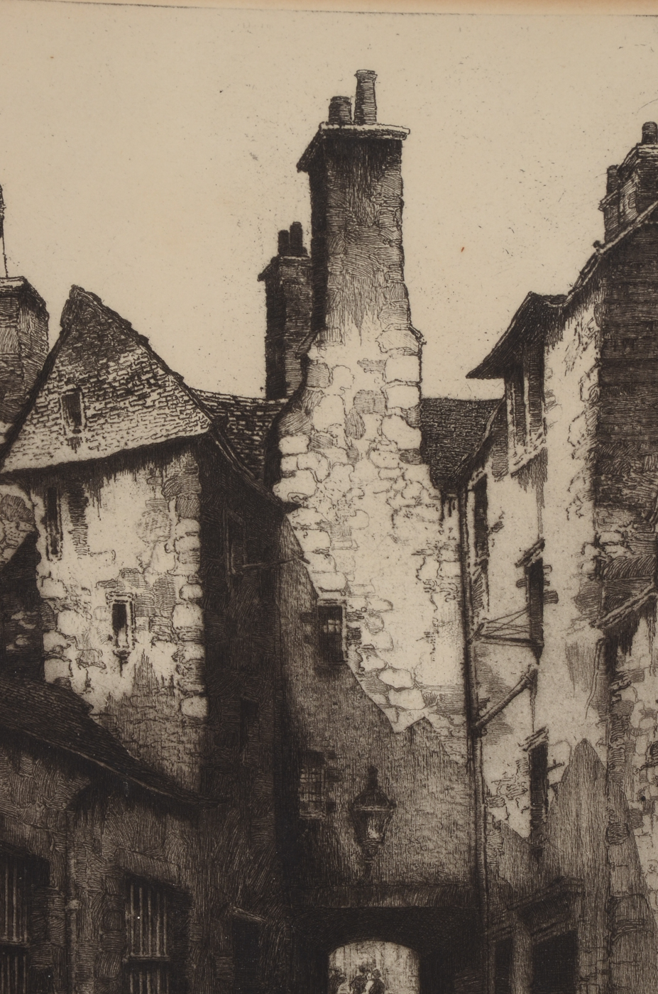 Signed Vintage Etching "Old Edinburgh - Browns Court, Canongate"