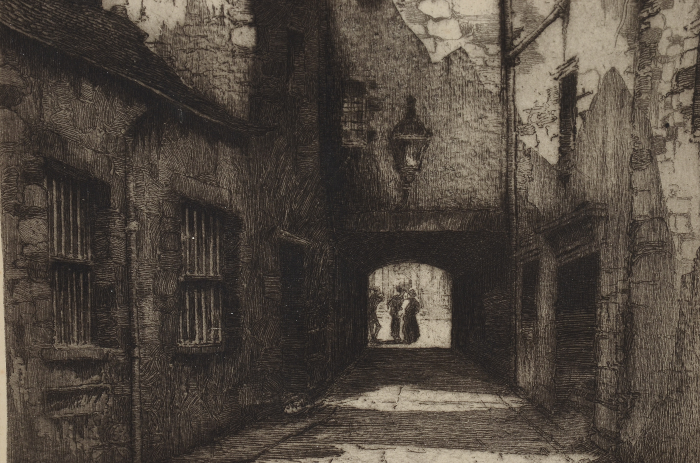Signed Vintage Etching "Old Edinburgh - Browns Court, Canongate"