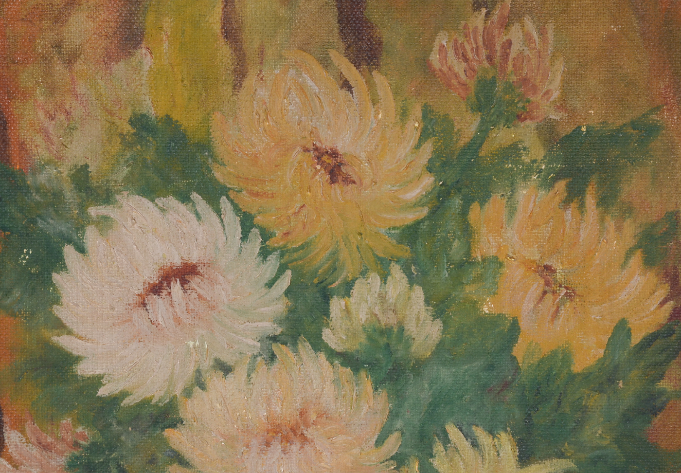 E. H. Conley Vintage Original Oil Floral Still Life on Canvas Boa