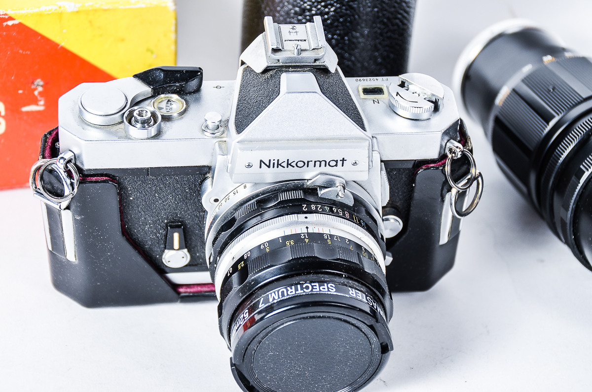 Vintage Nikkormat Camera and Telephoto Lens
