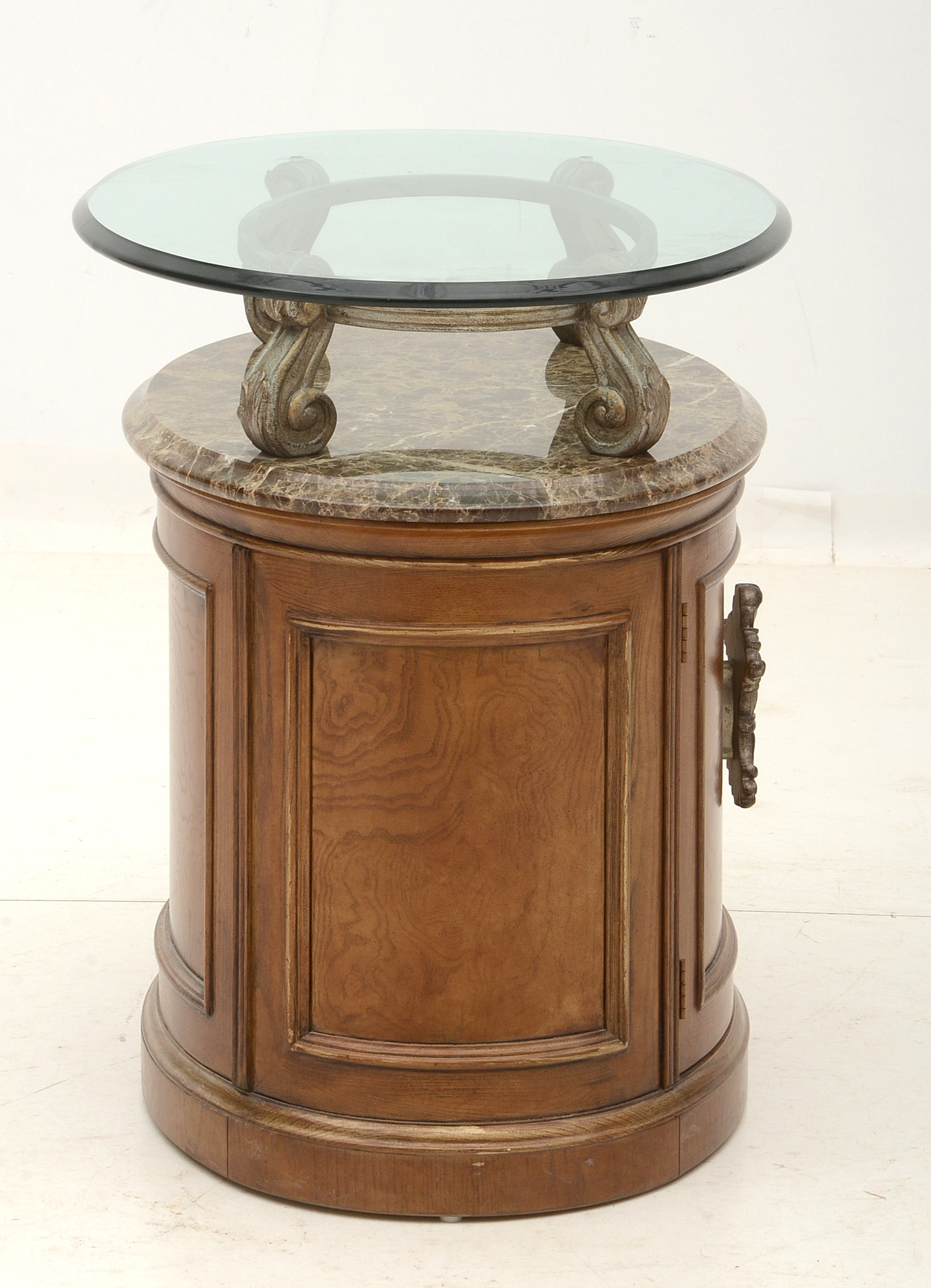 Henredon Marble and Glass Oval End Table