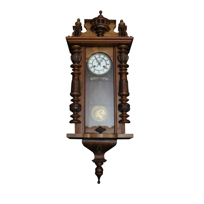 Antique Pendulum Wall Clock in Walnut Case