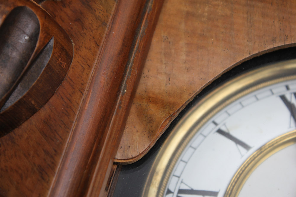 Antique Pendulum Wall Clock in Walnut Case