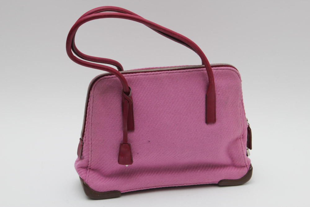 Prada Pink Wool and Leather Handbag