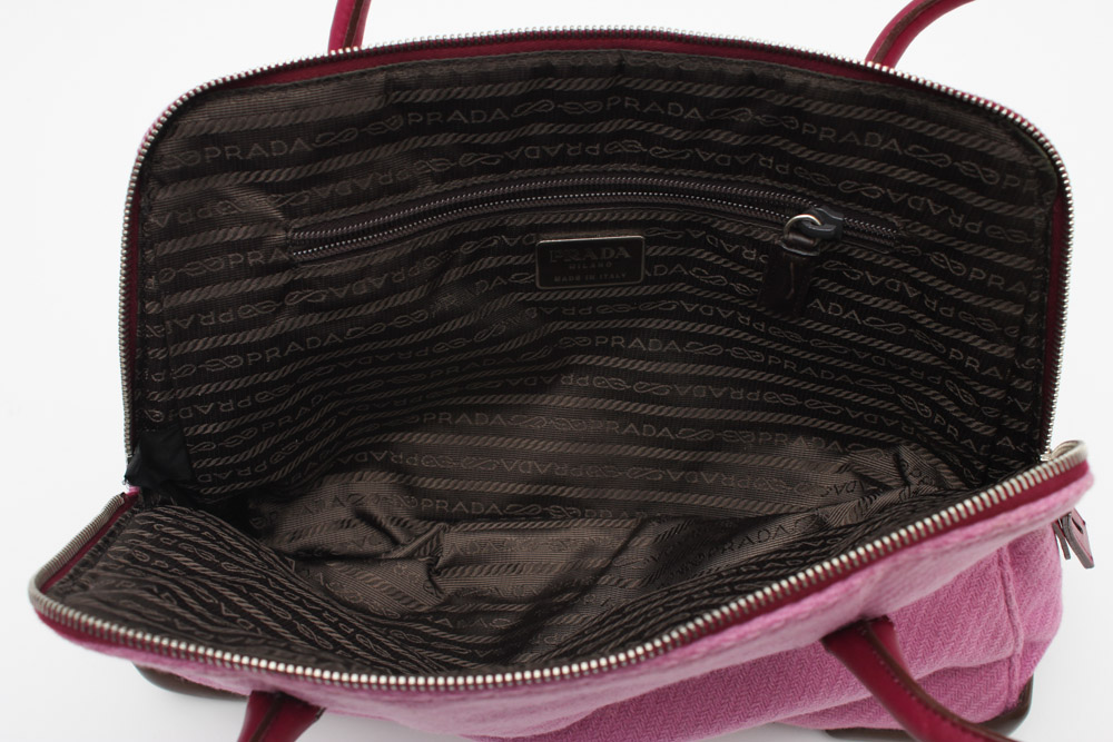 Prada Pink Wool and Leather Handbag