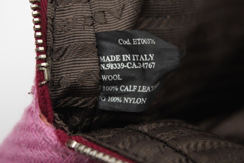 Prada Pink Wool and Leather Handbag