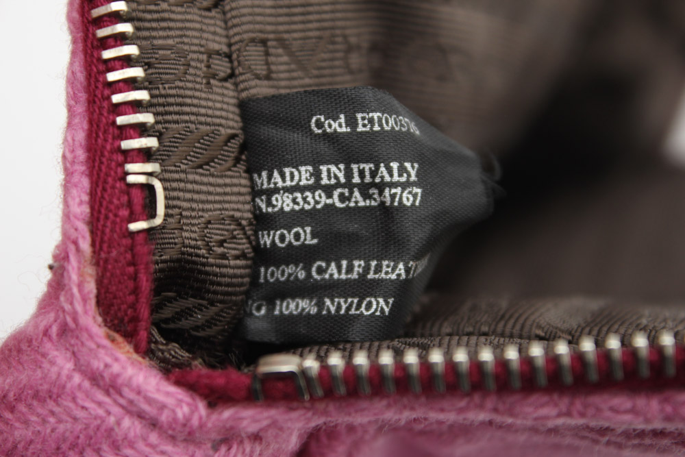 Prada Pink Wool and Leather Handbag