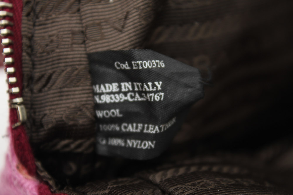 Prada Pink Wool and Leather Handbag