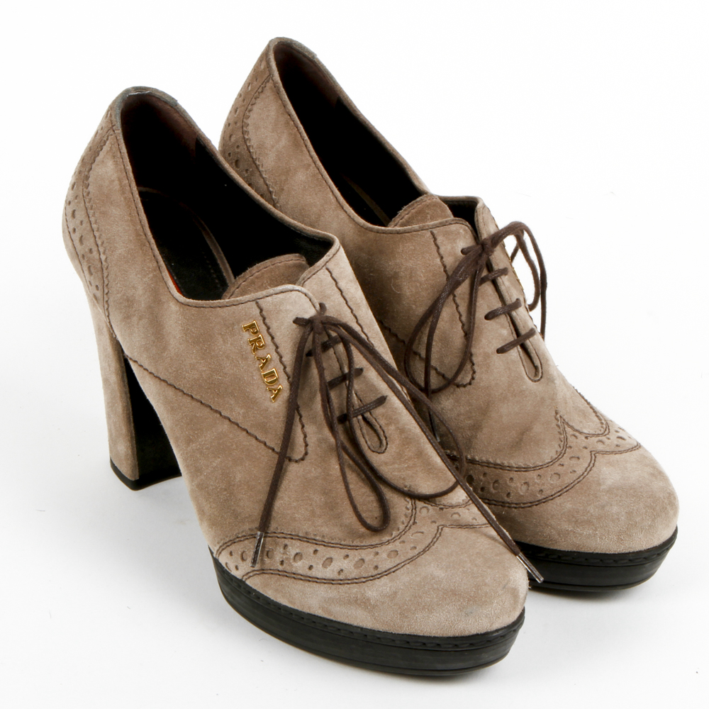 Prada Suede Wingtip Booties