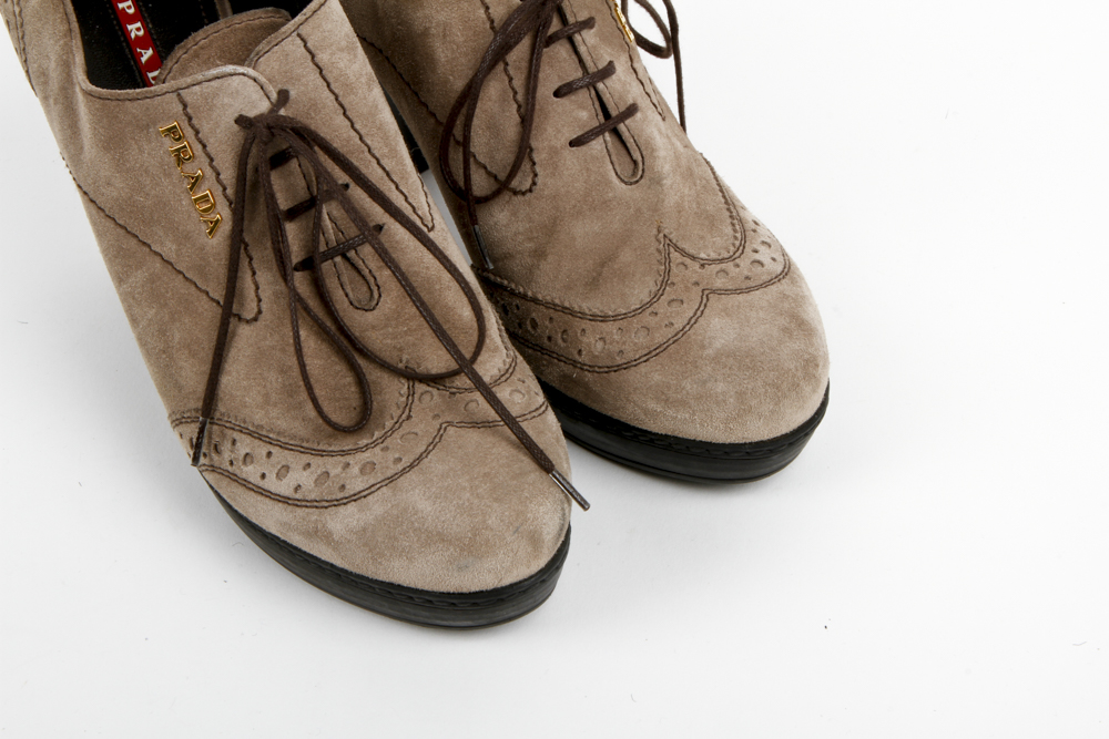 Prada Suede Wingtip Booties